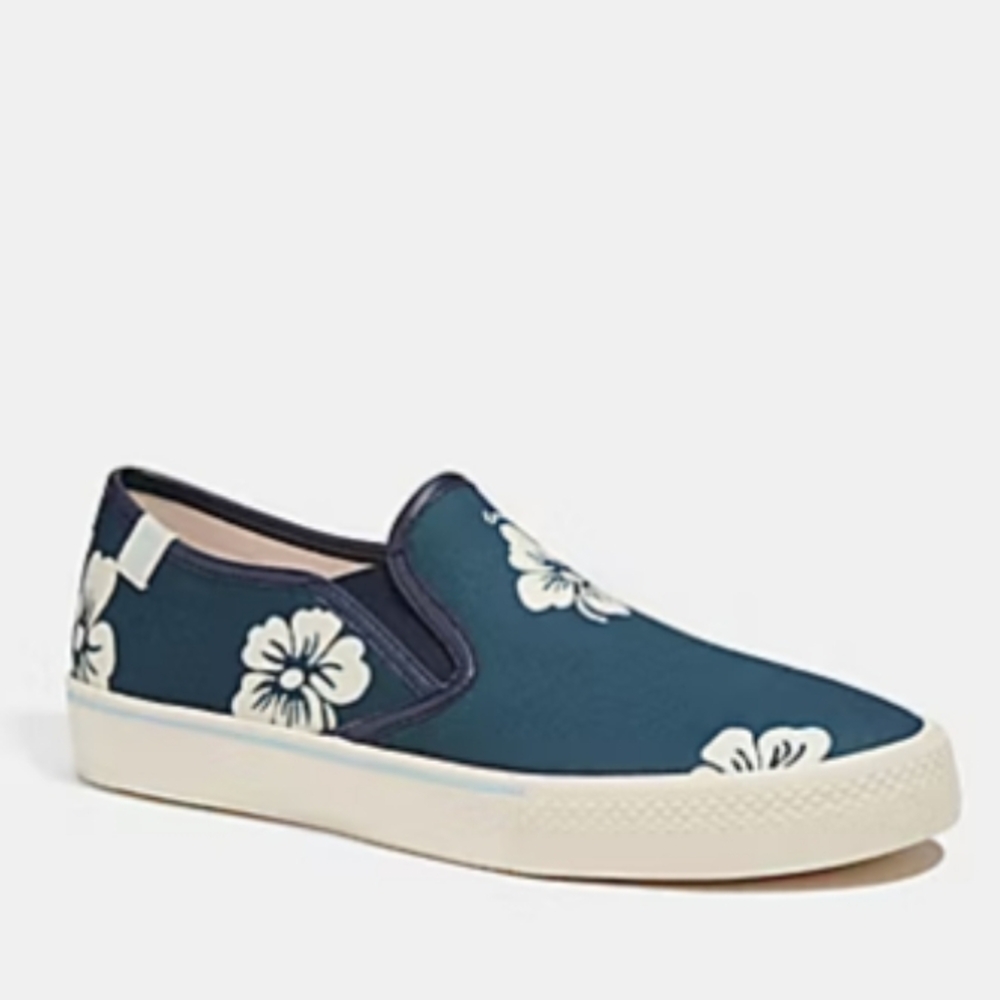 NIB Coach Blue Floral Slip-On Sneakers